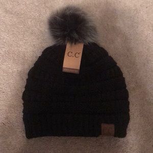 Black CC beanie with Pom